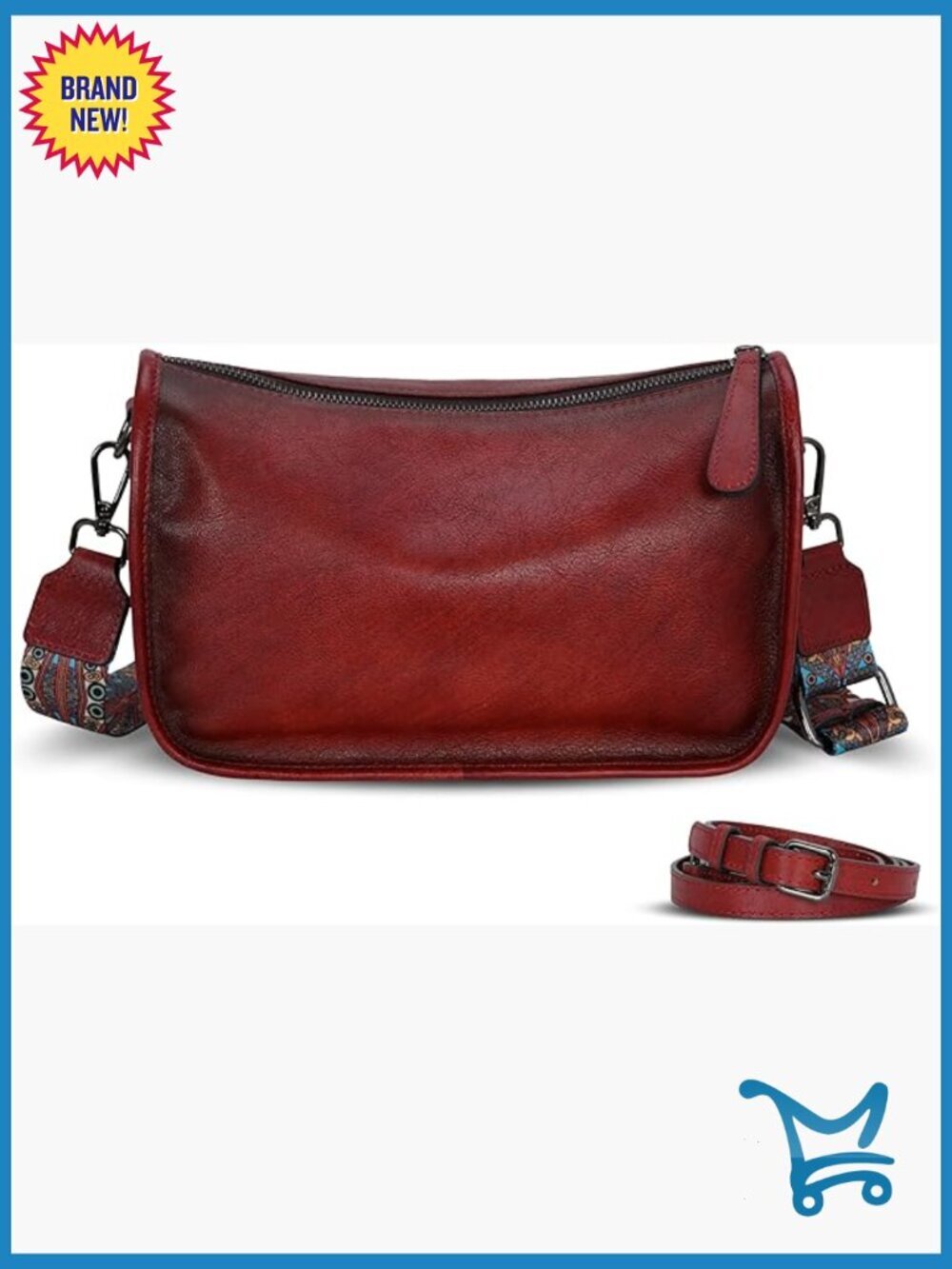 Genuine Leather Crossbody Bag with Adjustable Straps, Multi-Pocket Hobo Purse